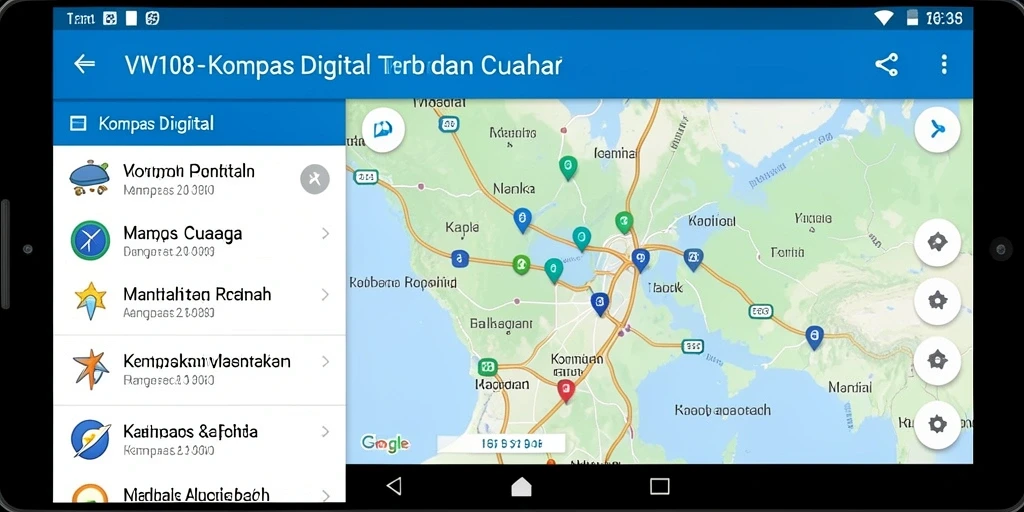 Tampilan antarmuka VW108 yang intuitif dan fungsional untuk navigasi.